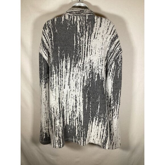 ZARA Button-up Shirt Shacket Abstract Shades of Grey Soft Large Dark Boho 90's - Picture 4 of 8